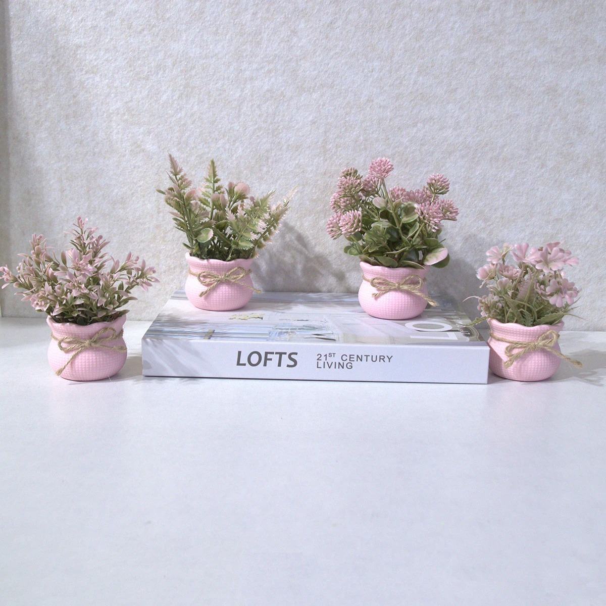 Desk Setup Plant - Mini plantas artificiales en macetas de