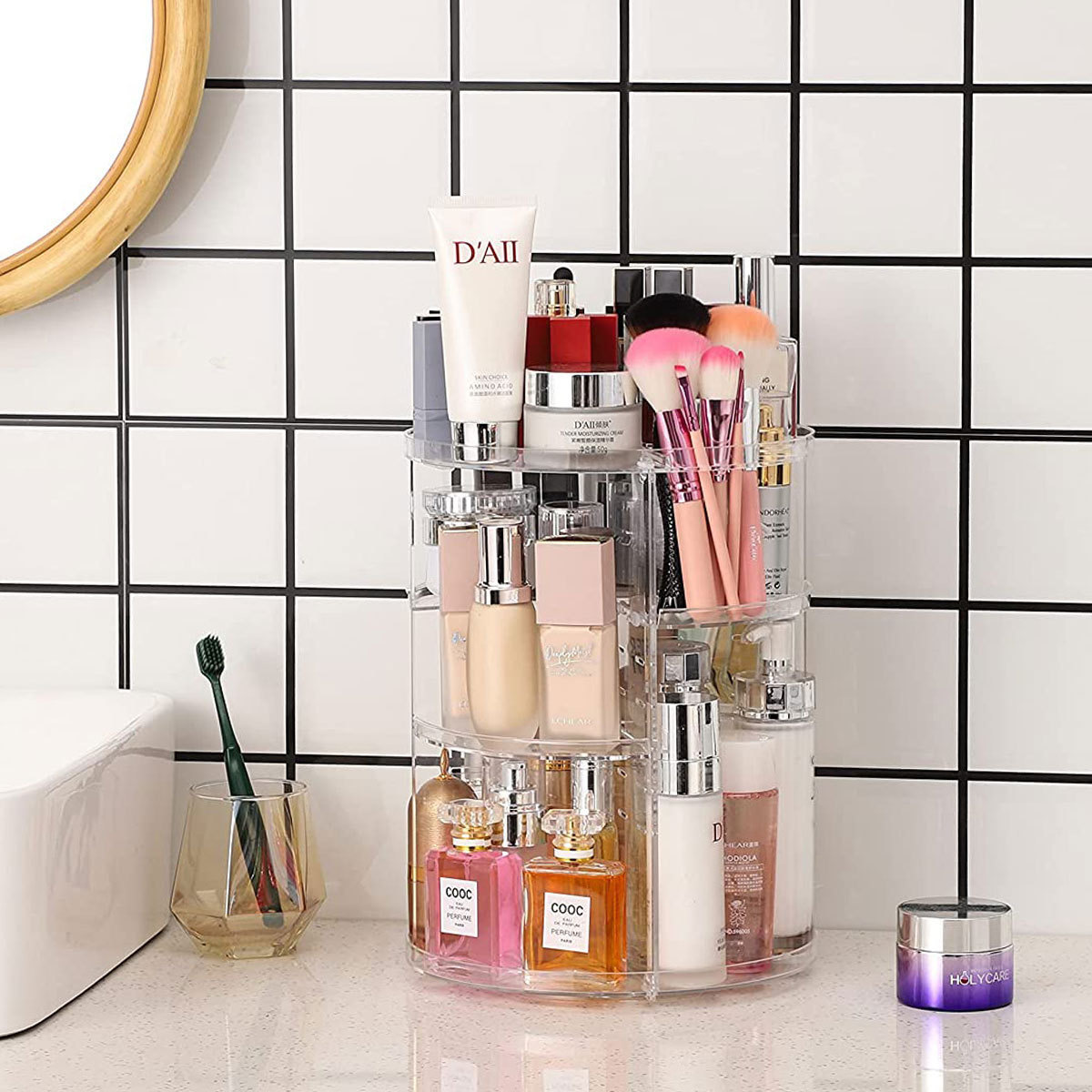 Desk Setup Shelves - Organizador de Cosméticos Giratorio de 360