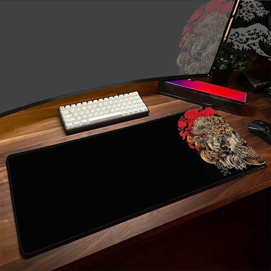 Desk Setup Art - Alfombrilla de ratón negra ONI, alfombrilla