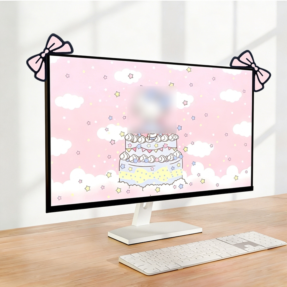 Desk Setup For Laptop And Monitor - Lindo Adorno de Monitor con Lazo