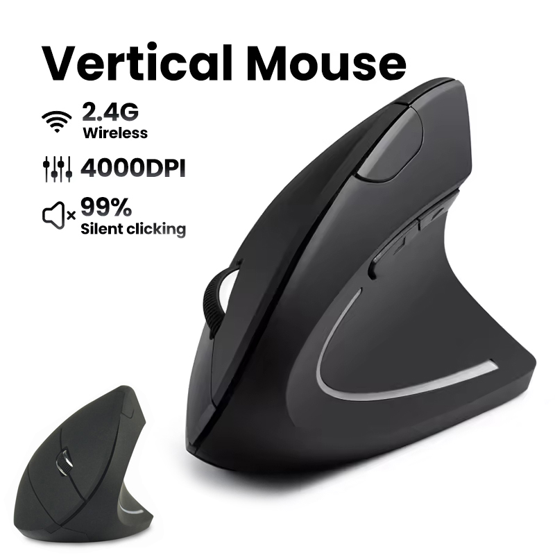 Desk Setup Ergonomics - Ratón Inalámbrico Ergonómico de 1600 DPI