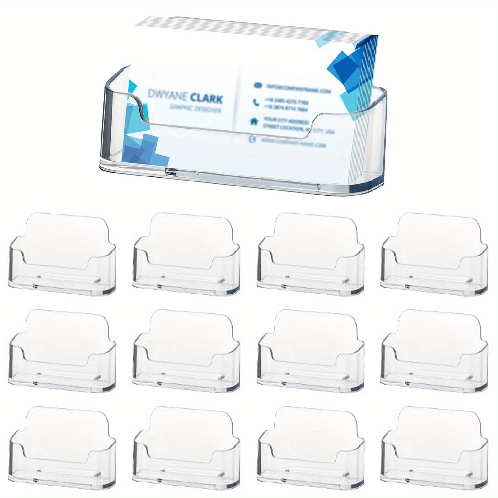Desk Setup Essentials - Tarjeteros de acrílico transparente para escritorio,