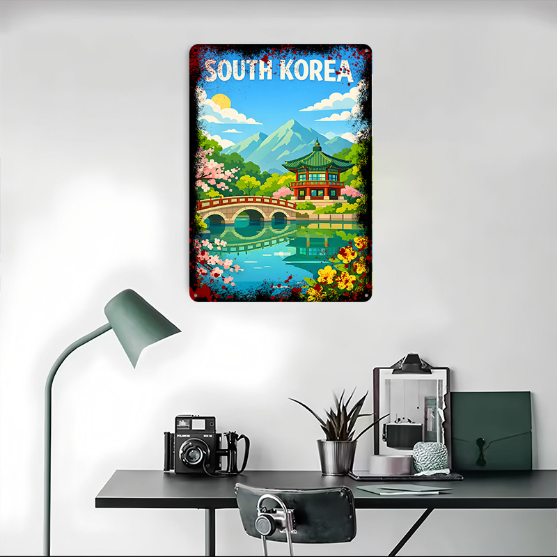 Póster de viaje de Corea del S - Desk Setup Art reseña y precio