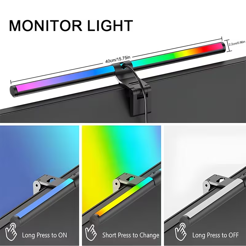 Barra de luz RGB para monitor, - Desk Room Setup reseña y precio