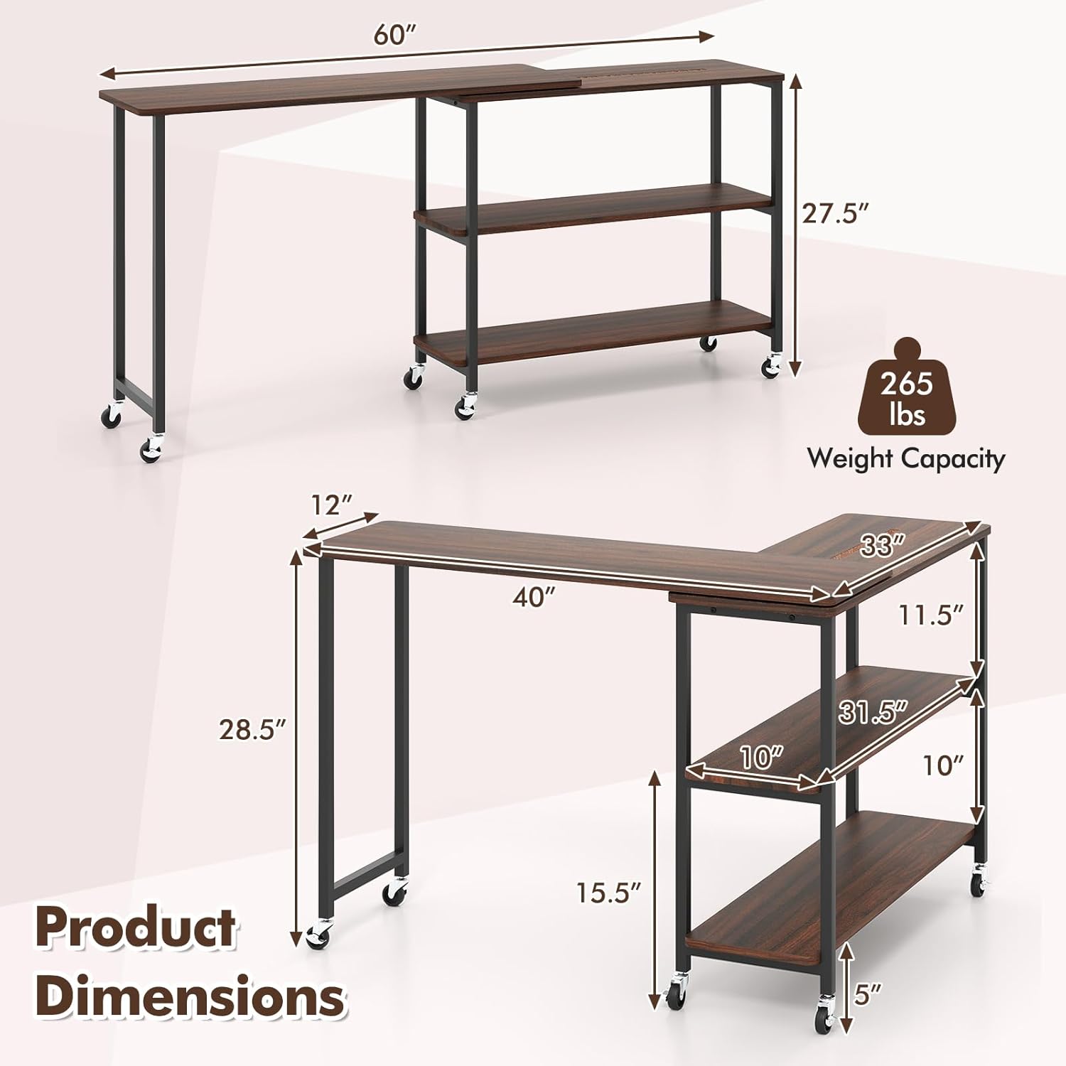 360 °   Mesa Auxiliar Giratori - Desk Setup With Laptop reseña y precio