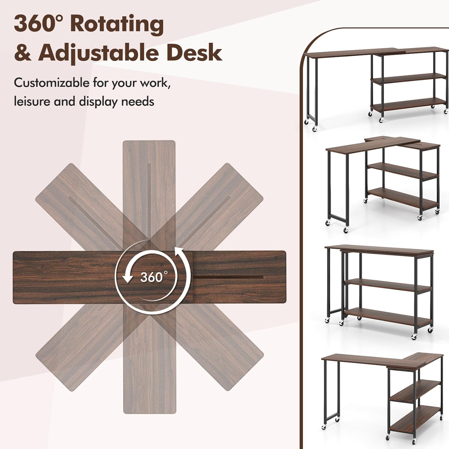 360 °   Mesa Auxiliar Giratori - Desk Setup With Laptop reseña y precio