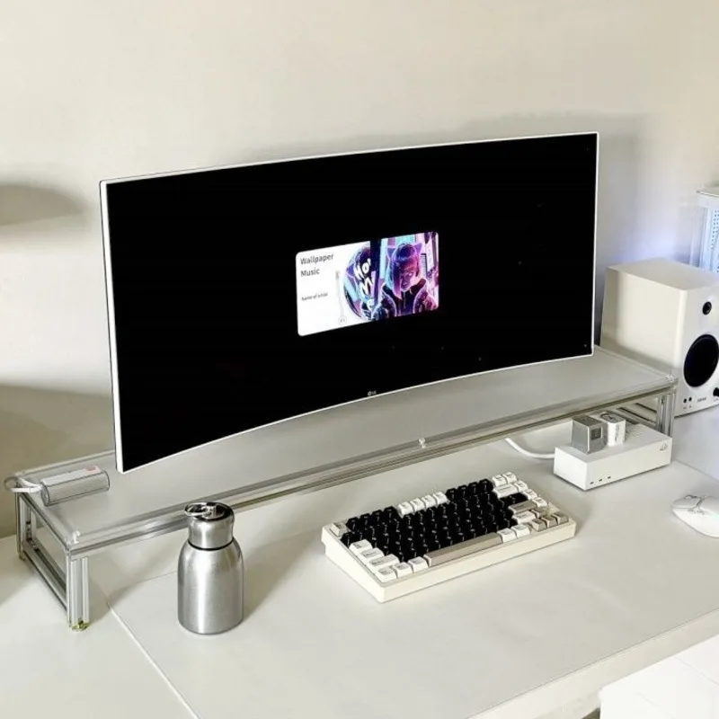Soporte de aluminio para Monit - Desk Setup For Laptop And Monitor reseña y precio
