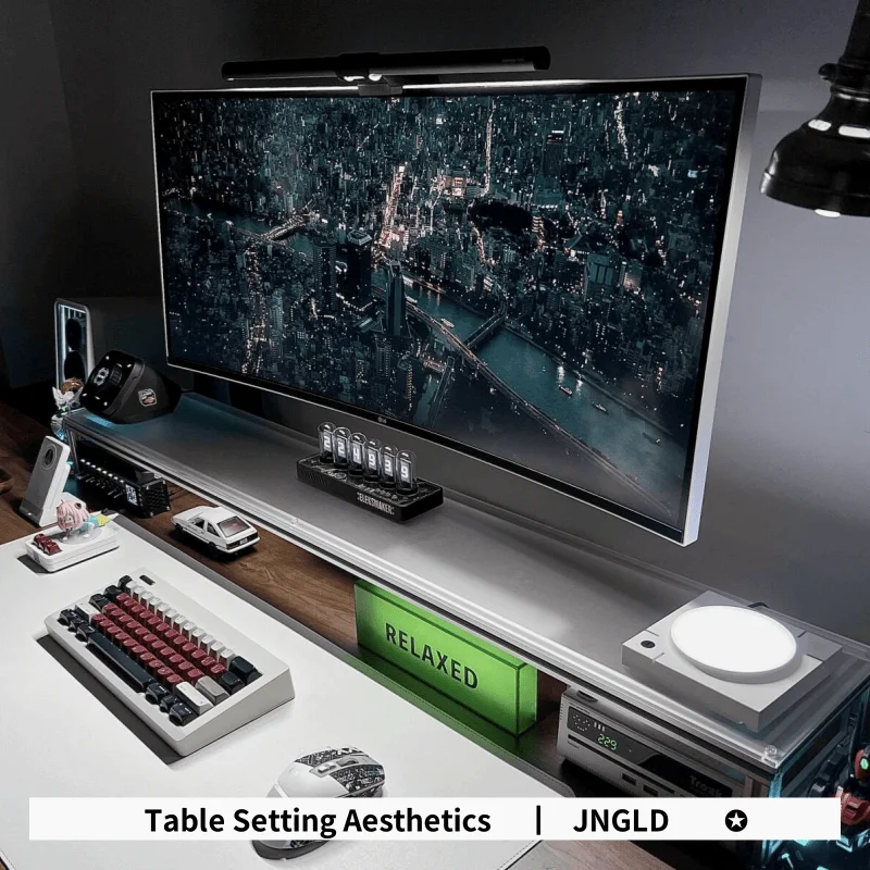 Soporte de aluminio para Monit - Desk Setup For Laptop And Monitor reseña y precio