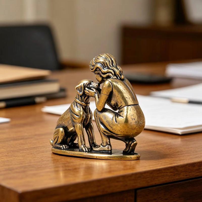 Estatua de Latón de Niña y Per - Desk Setup Shelf reseña y precio