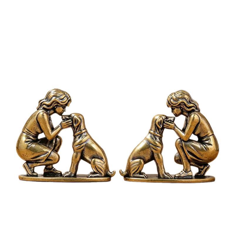 Estatua de Latón de Niña y Per - Desk Setup Shelf reseña y precio